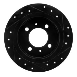Nissan NX Brake Rotor (1) - Rear Left - R1 Concepts - Drilled & Slotted - Black - `91-`06
